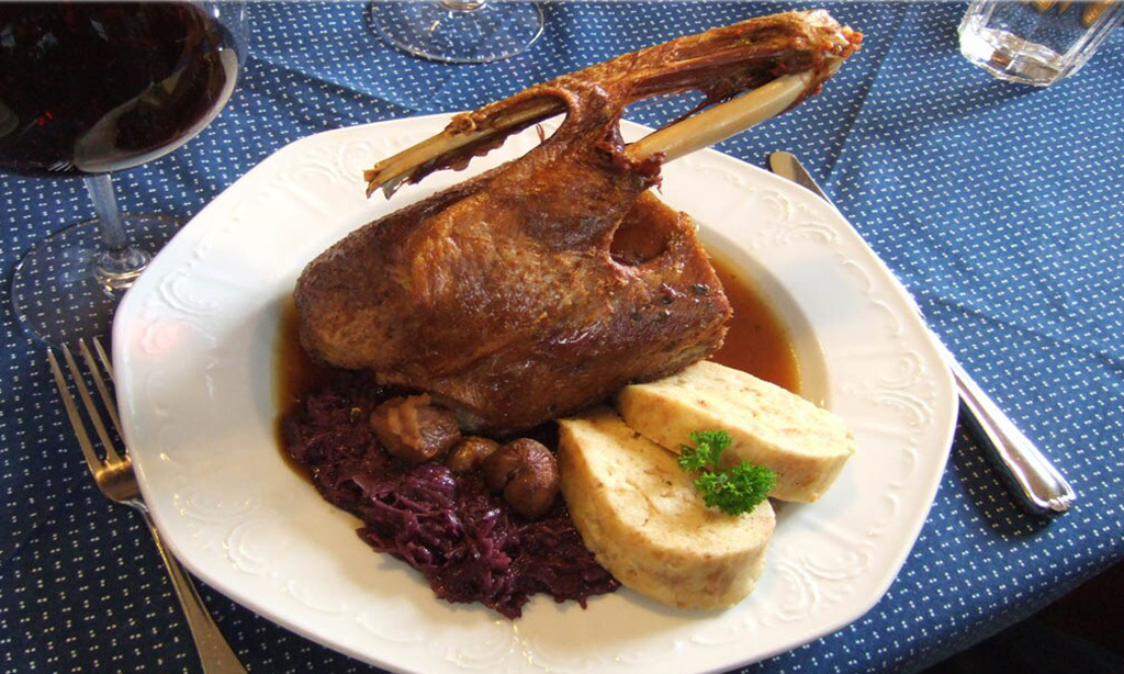 St. Martin's Goose with Red Cabbage and Napkin Dumplings